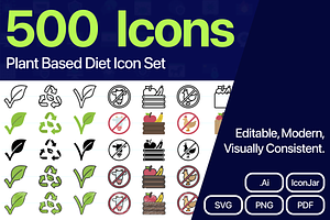 500 Plant Based Diet Icons