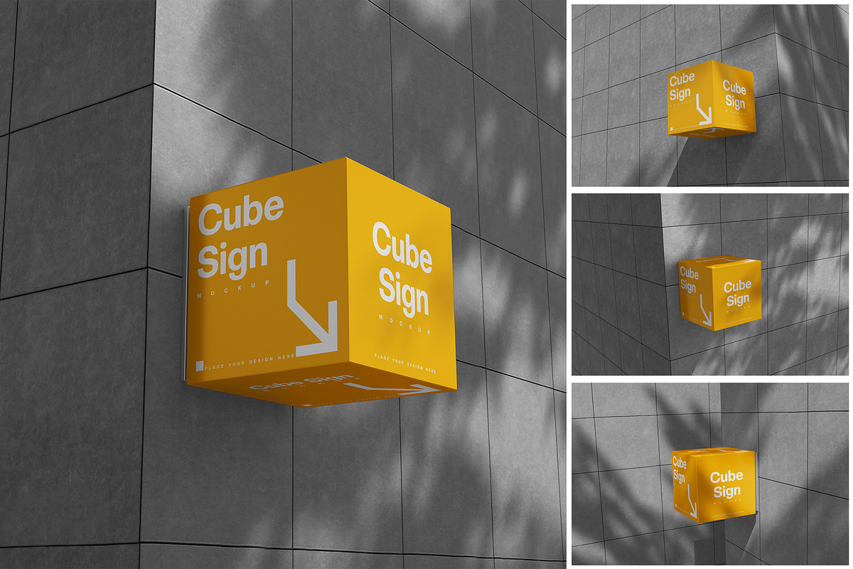Cube Sign Mockup, a Product Mockup by MrLetters (Photo 1 of 5)