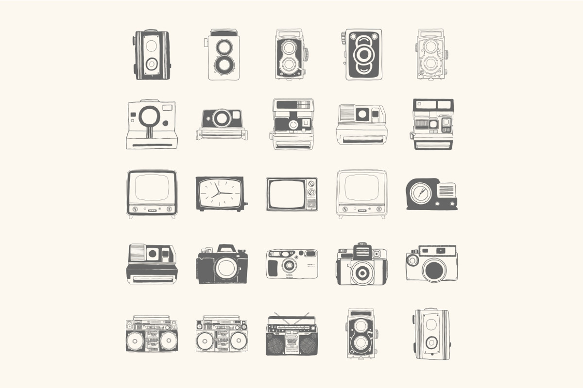 50 hand drawn vector vintage gadgets, an Education Illustration by Storyteller Imagery (Photo 4 of 5)