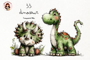 Dinosaur Watercolor Clipart PNG Set, an Animal Illustration by Nicolle's Colorful Art (Thumbnail 1 of 3)