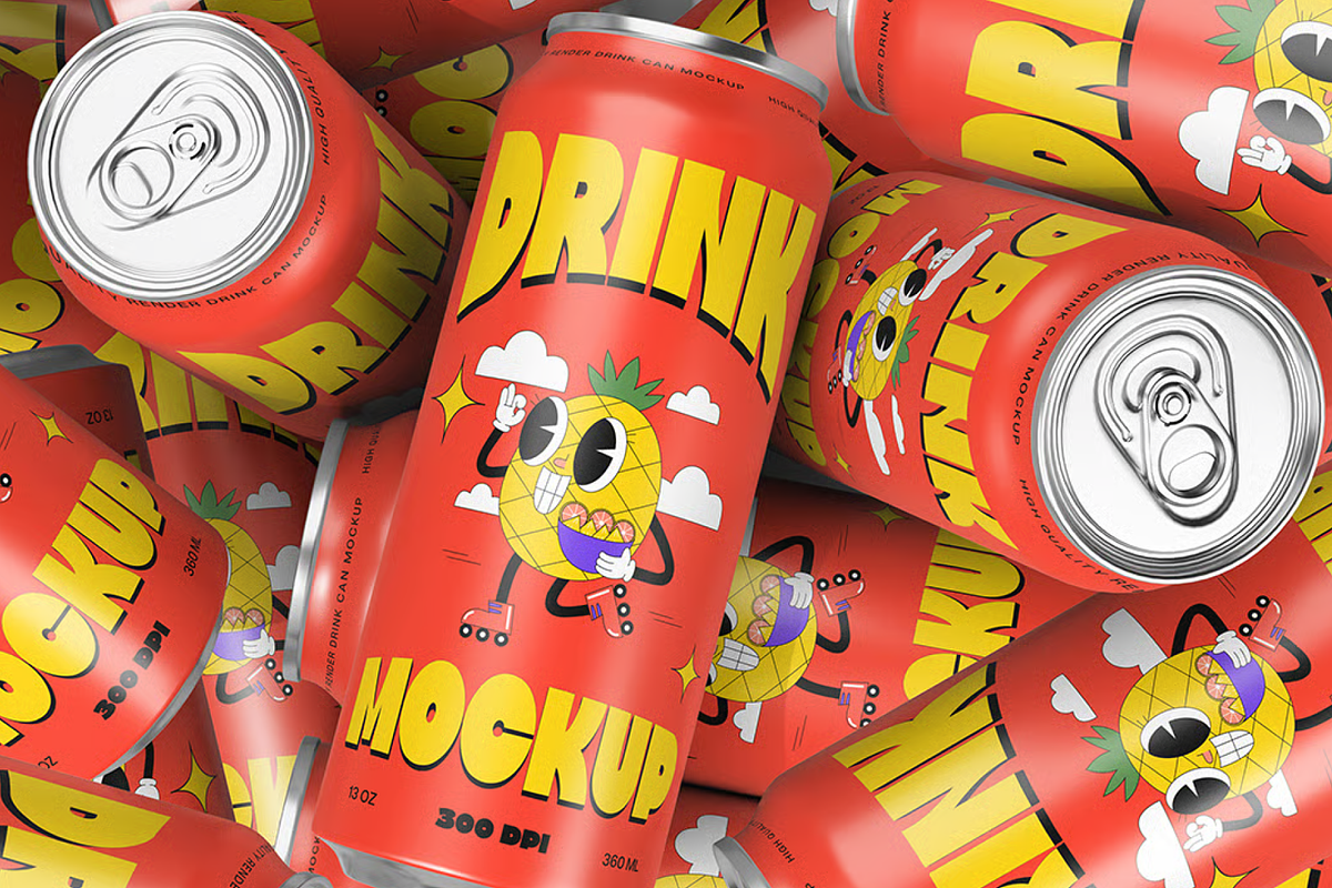 Soda Can Mockup with Glossy Finish, a Packaging Mockup by graphicsauce (Photo 2 of 4)
