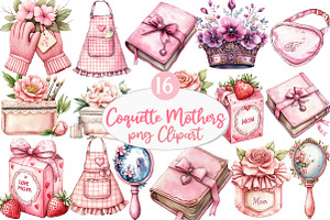 Pink Coquette Mothers Day Clipart, an Illustration by Watercolor design