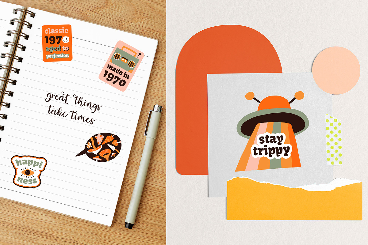 Retro revival pack. Groovy clipart, a Graphic by Murvin (Photo 5 of 9)