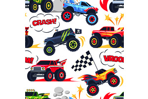 Heavy cars seamless pattern, a Transportation Illustration by YummyBuum