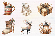 Boho Christmas Clipart Bundle, an Illustration by CreationArt (Thumbnail 7 of 7)