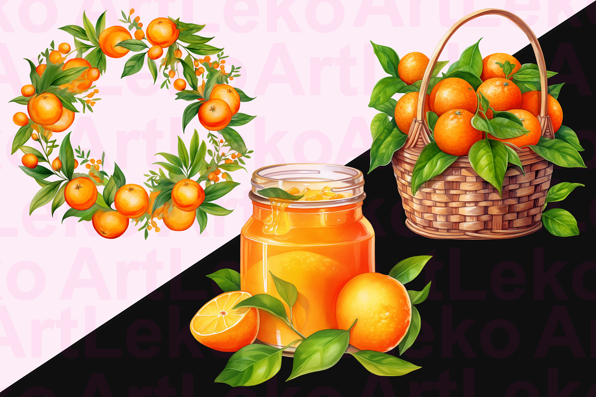 Oranges Watercolor Clipart, a Food Illustration by LekoArt (Photo 9 of 10)