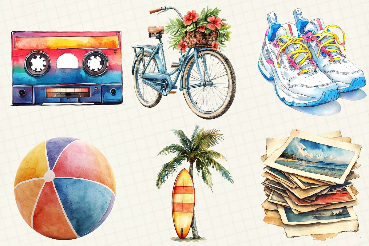90s Retro Summer Clipart, an Illustration by OK Design (Photo 4 of 5)