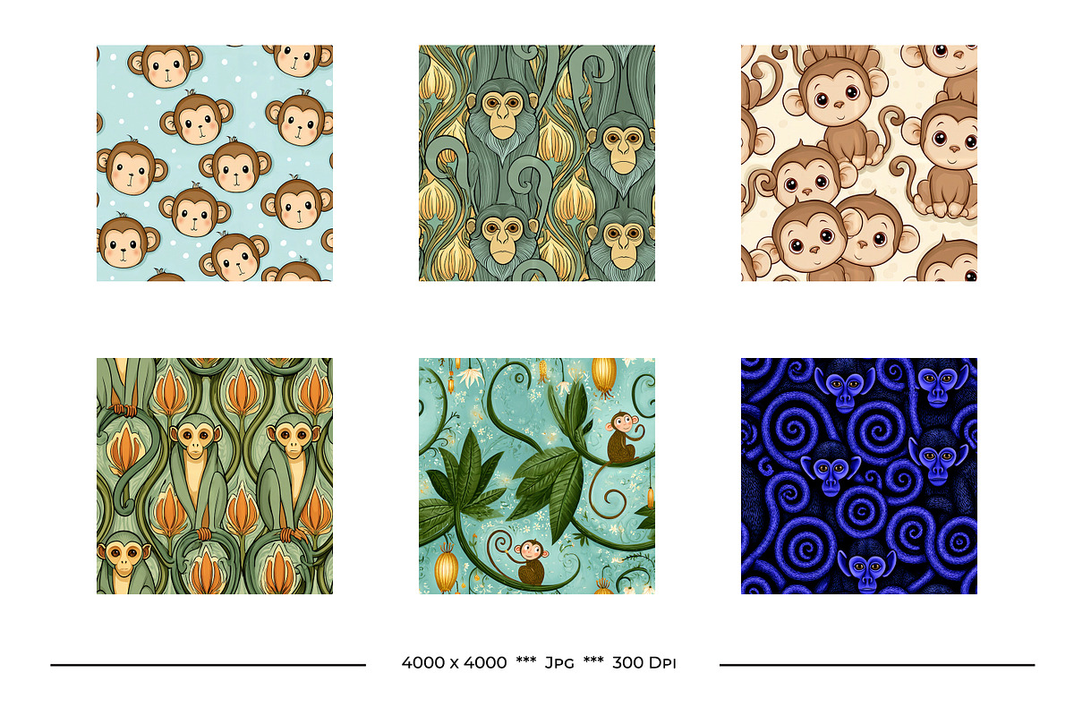 Monkey Retro Art Style Designs, a Pattern Graphic by karenfoleyphoto (Photo 3 of 10)