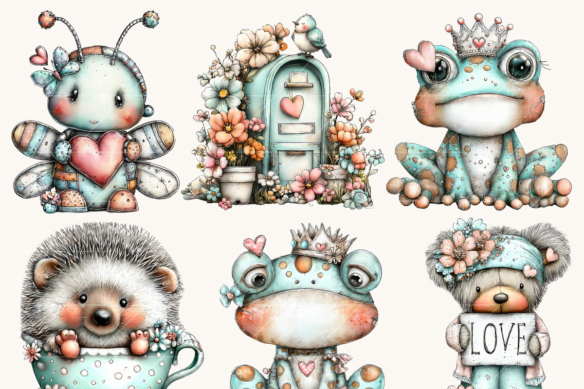 Whimsical Woodland Valentine Clipart, a Seasonal Illustration by Design Scotch (Photo 3 of 8)