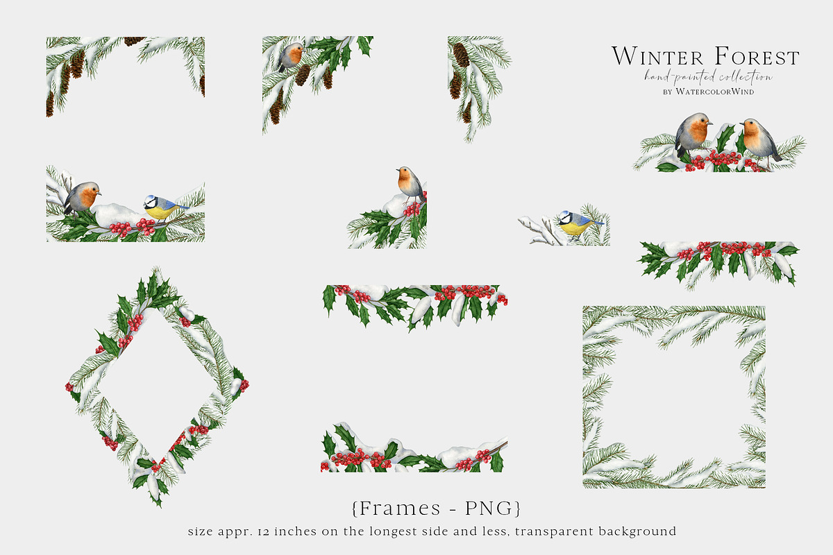 Watercolor Winter Forest Clipart, an Illustration by Ksenia Shmakova (Photo 9 of 11)