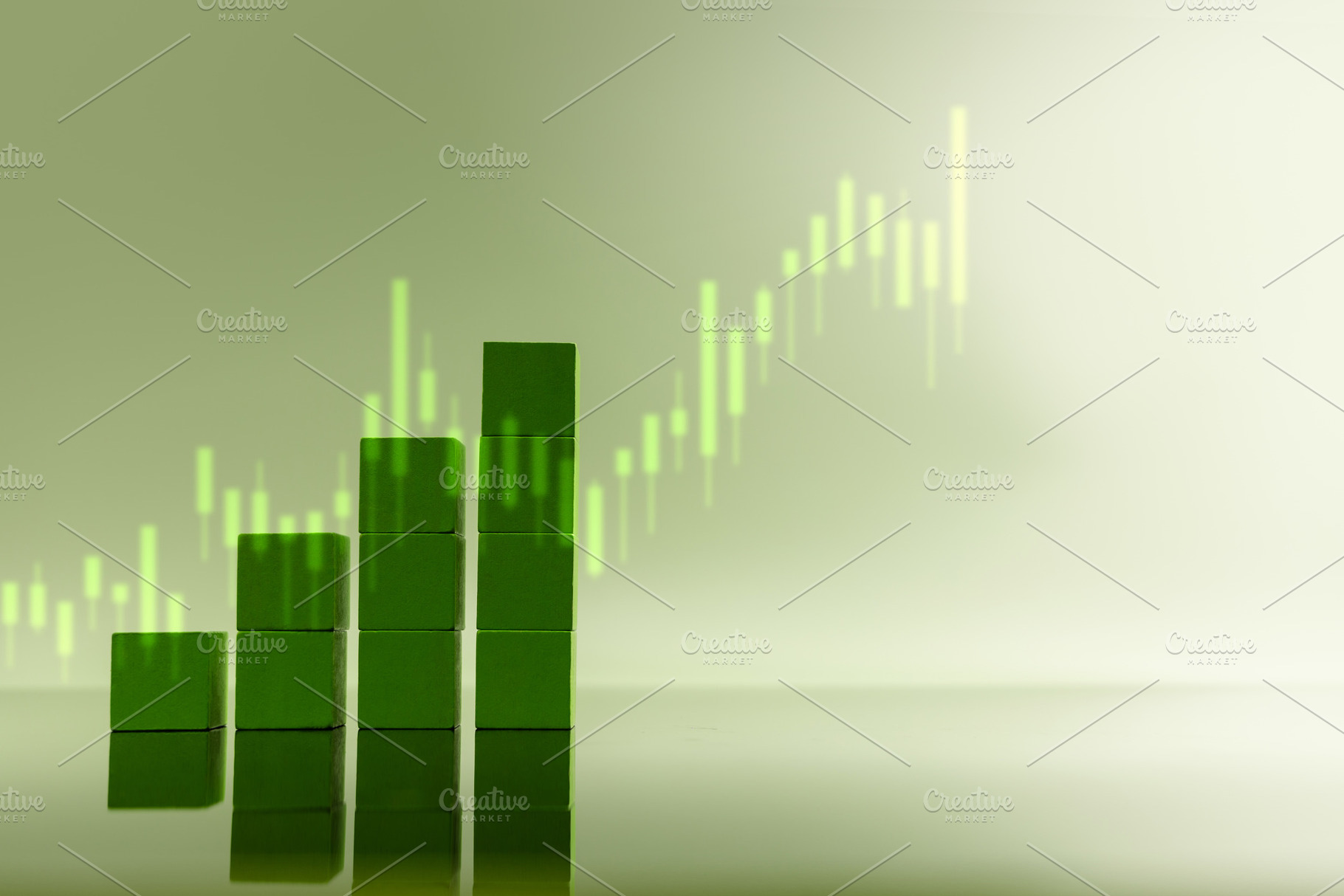 Green bar chart rising with positive trend. Economic growth, sus, a Photo by salmon.black