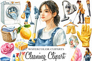 Watercolor Cleaning Clipart, an Illustration by Craft Nest (Thumbnail 1 of 6)