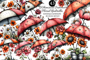 Whimsical Summer Floral Umbrella, an Illustration by DreamArtGraphic