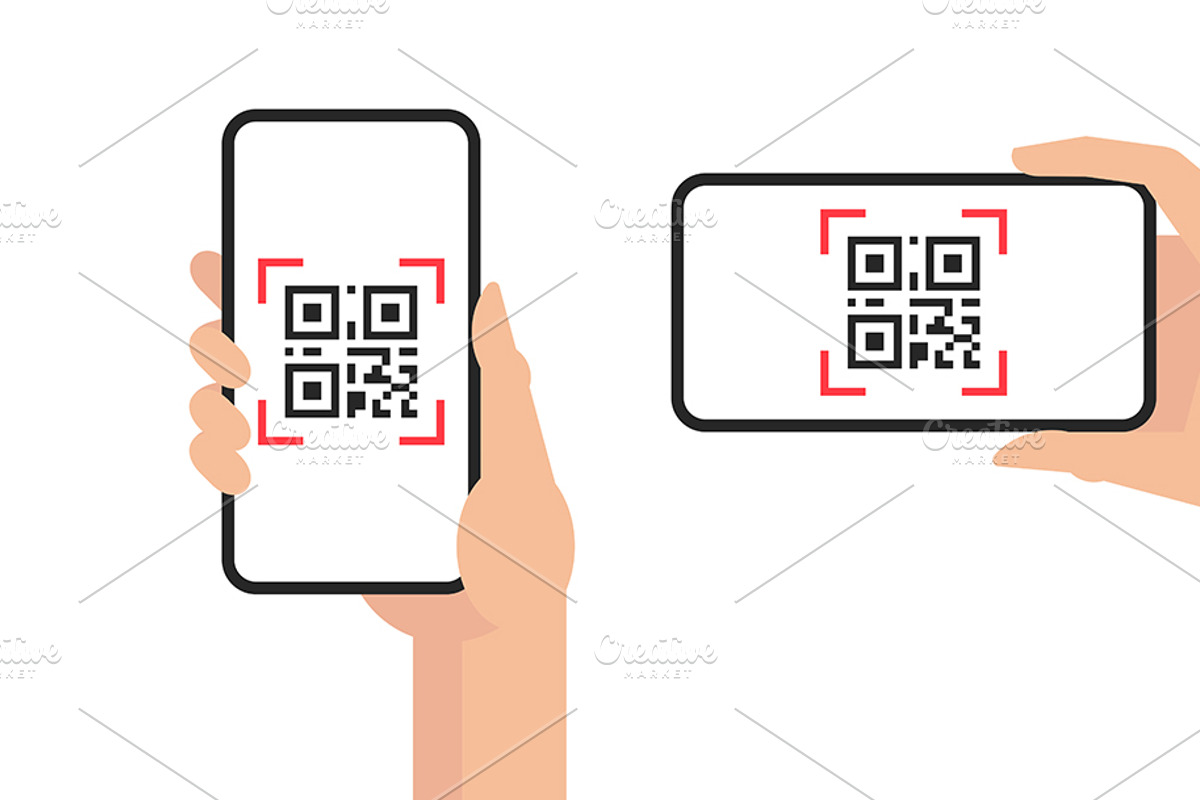 Smartphone Scanning QR Code, a Technology Illustration by Volyk