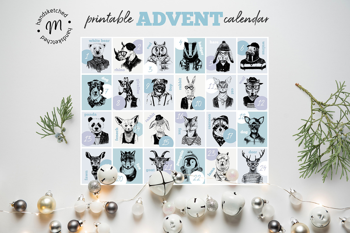 Printable advent calendar, a Poster Template by handsketched (Photo 1 of 8)