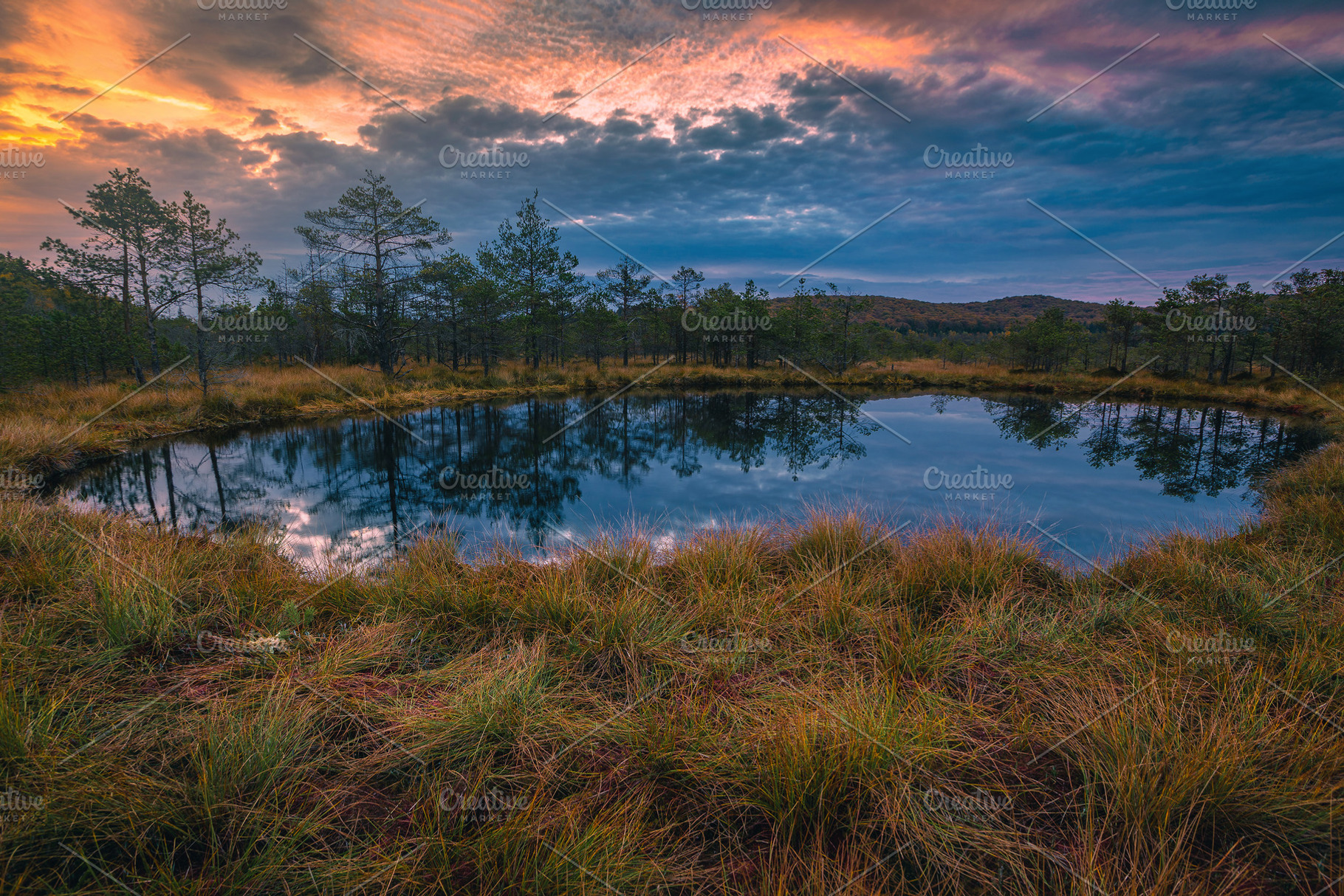 Sunrise landscape and small lake, a Nature Photo by Alpine Dreams