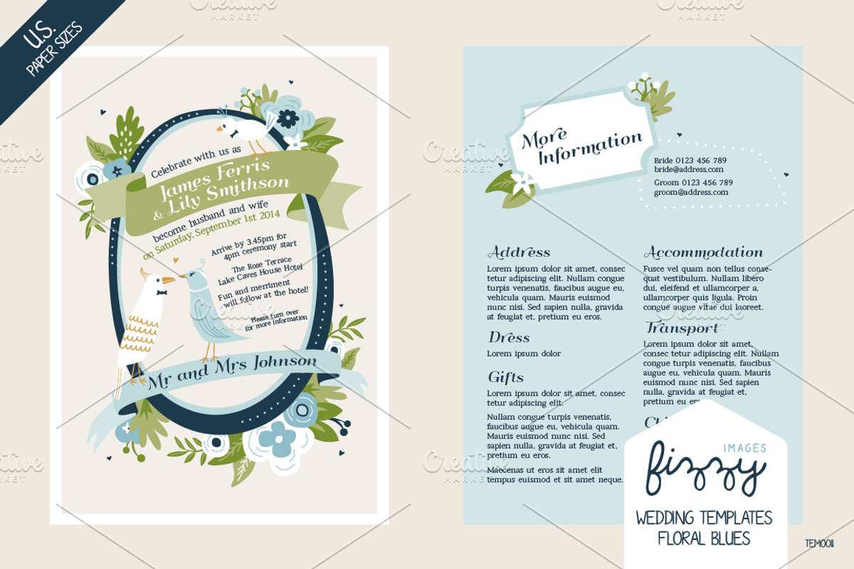 28 x U.S. size Wedding Templates, an Invitation Template by Fizzy Images (Photo 1 of 2)