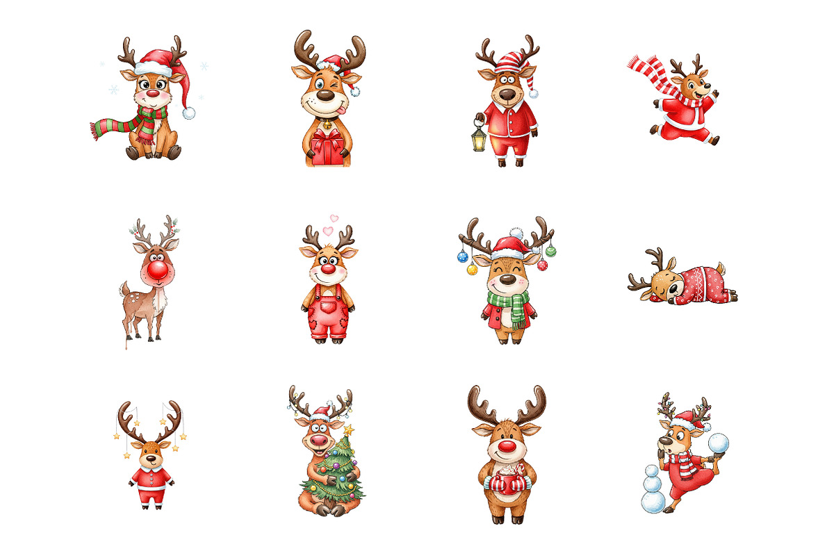 Quirky Funny Christmas Reindeer PNG, an Illustration by SinaCreation (Photo 2 of 7)