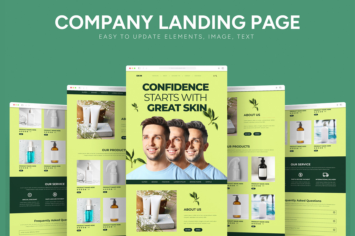Men Skin Care Products Landing Page, an UI Kit Template by CreativeShaper (Photo 1 of 6)