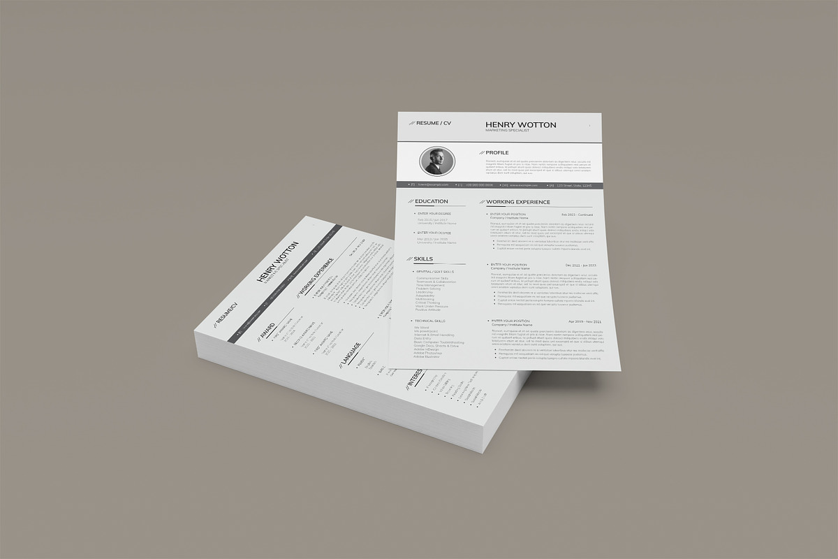 Clean and Simple Resume CV Template, a Resume Template by Studio Temply (Photo 4 of 6)