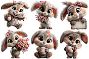 Whimsical Easter Bunny Clipart, an Illustration by Pixels.Craft (Thumbnail 4 of 5)