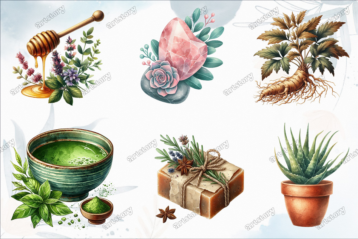 Botanical Wellness Watercolor Clipar, a Graphic by designcity5 (Photo 2 of 5)