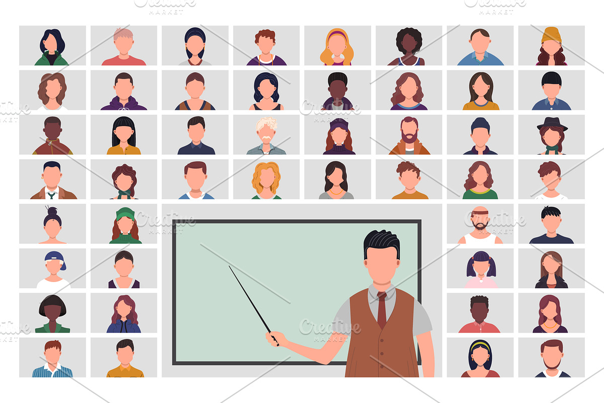 Online classroom video conference, an Education Illustration by Yayasya (Photo 1 of 3)