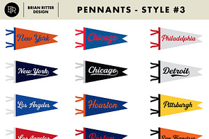 Vintage Pennants Baseball Vectors