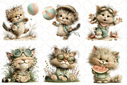 Whimsical Summer Cat Clipart PNG, an Illustration by Black Bird Studio (Thumbnail 5 of 5)