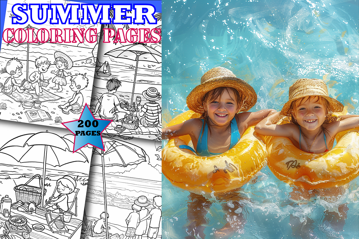 Summer Coloring Pages for Kids, a Seasonal Illustration by Design Zone (Photo 1 of 7)