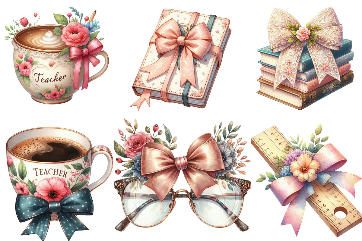 Teacher Coquette Bows SVG PNG Bundle, an Illustration by DreamArtGraphic (Photo 3 of 5)