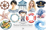 Watercolor Nautical Aesthetics Clipa, an Illustration by Design Market (Thumbnail 1 of 3)