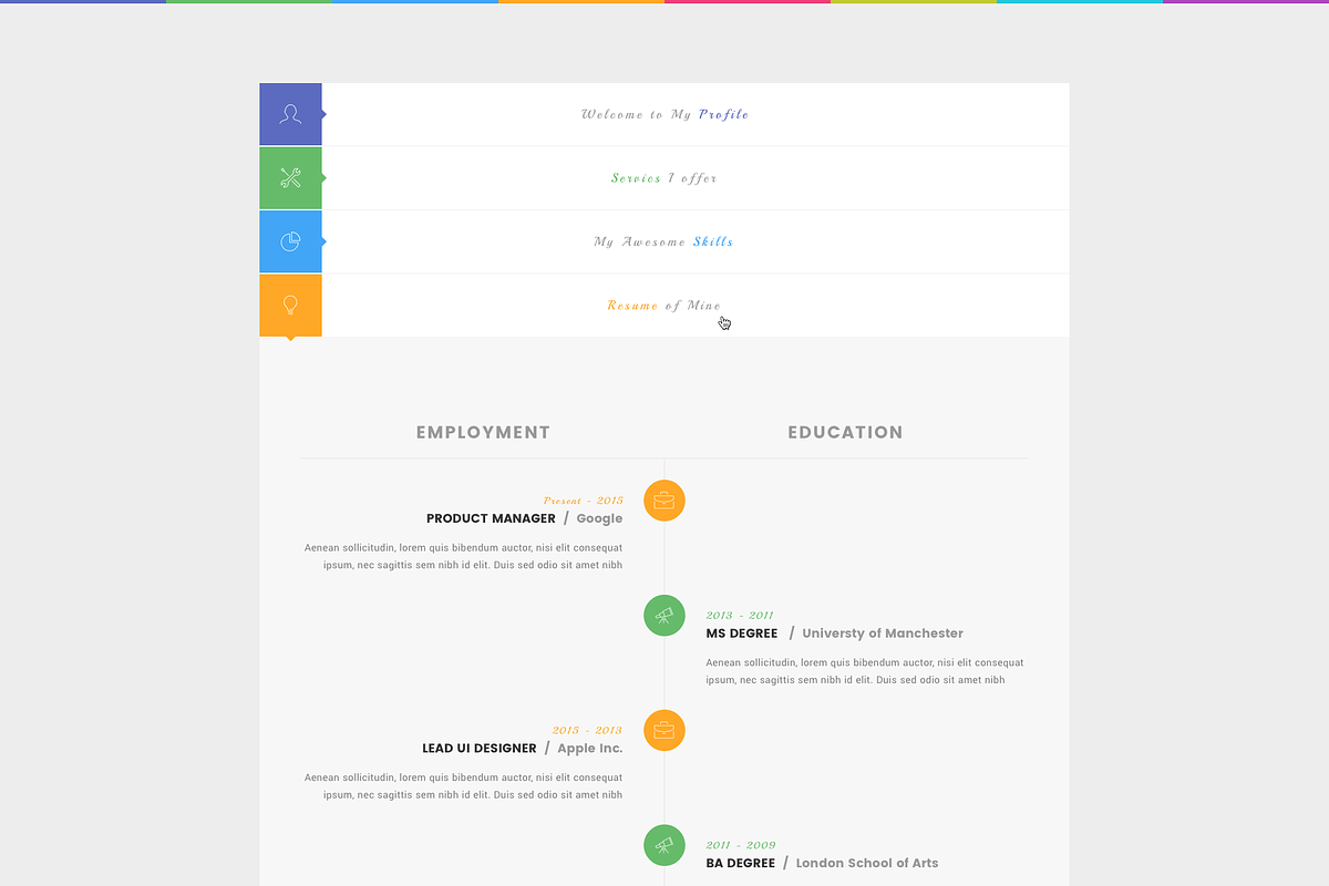 JS - Minimal Resume Template, a Websites & App Template by bigpsfan's SHOP (Photo 5 of 14)