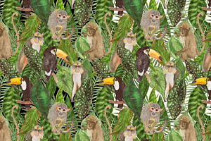 Monkeys - Watercolor Patterns