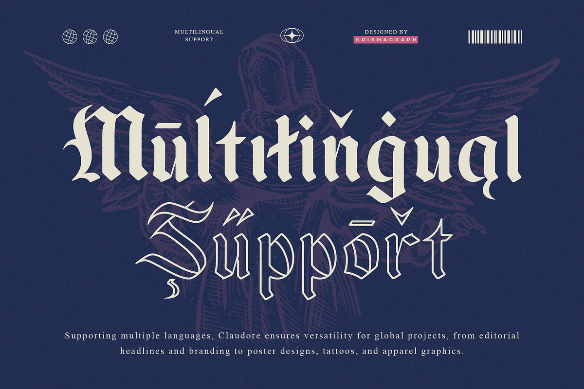 Claudore – Blackletter Typeface, a Blackletter Font by Krismagraph (Photo 7 of 10)