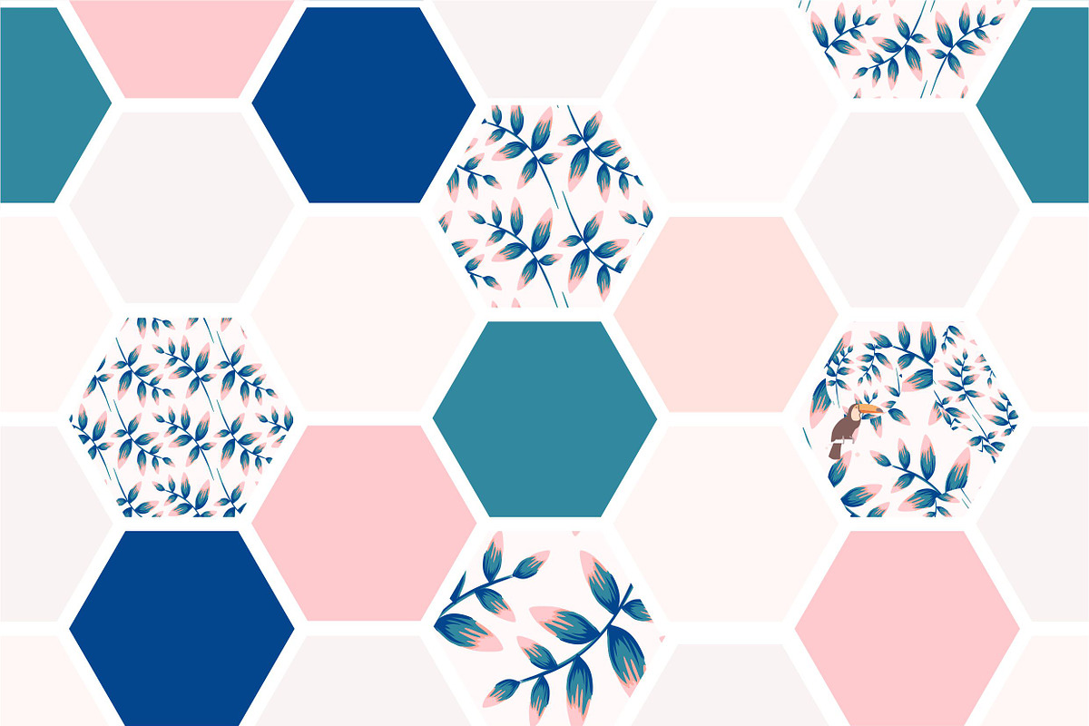 tropical vector pattern with toucan, a Decorative Illustration by Mary P (Photo 3 of 4)