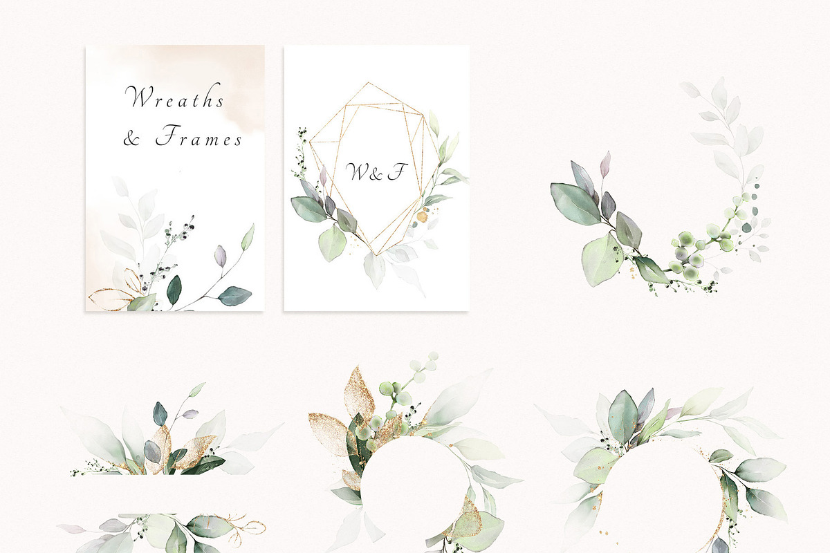 Green watercolor herbs, leaves, a Decorative Illustration by Lisima (Photo 5 of 19)