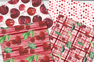 Watercolor Cherry Patterns