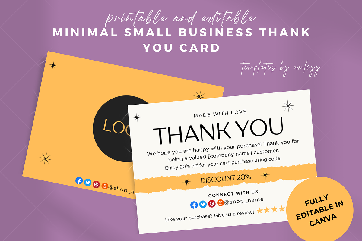 Minimal SmallBusiness Thank You Card, a Card Template by Elegant_Studio44 (Photo 1 of 5)