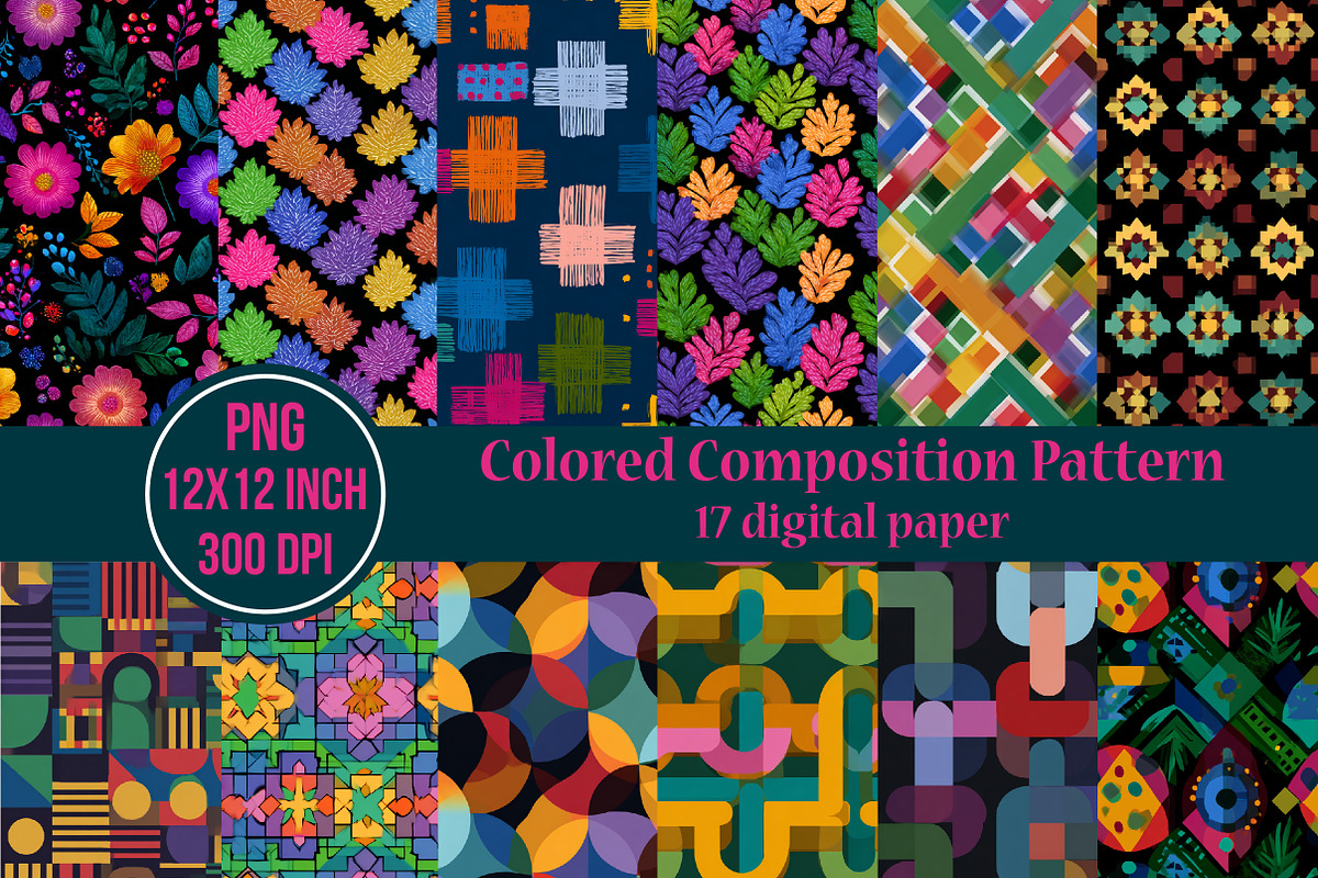 Colored Composition Pattern, an Illustration by Craft Nest (Photo 1 of 6)