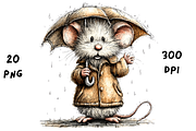 Whimsical Spring Rainy Mouse, an Animal Illustration by GiraffeCreative (Thumbnail 5 of 20)
