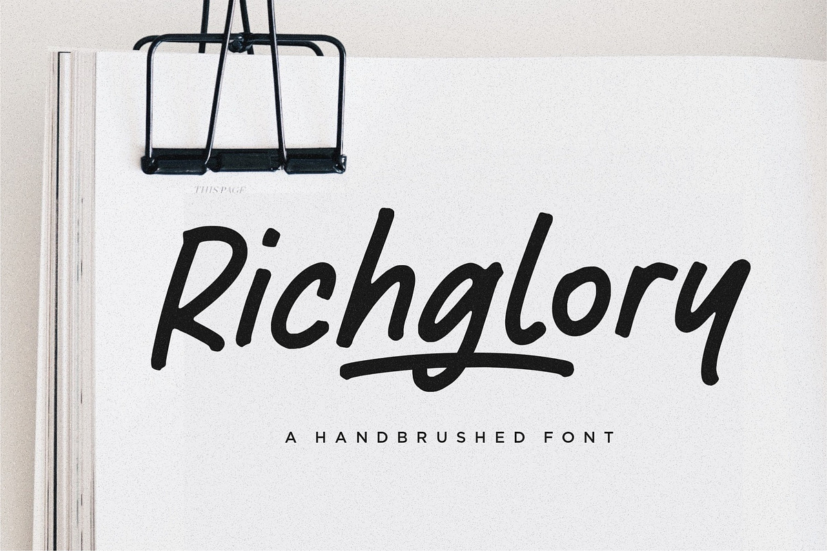 Richglory - Handbrushed Font, a Script Font by Letterative Studio (Photo 1 of 7)