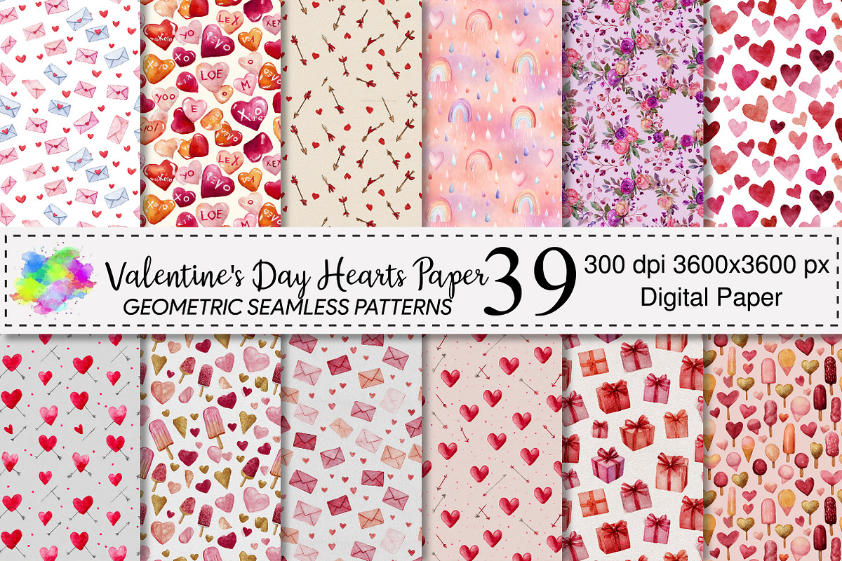 Valentine's Day Hearts Patterns, a Pattern Graphic by Canvas Craft (Photo 1 of 4)
