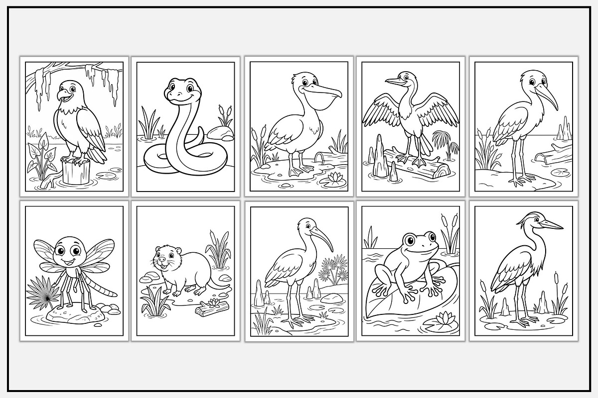 Swamp Animals Coloring Pages, an Animal Illustration by Lamia Emad (Photo 2 of 5)