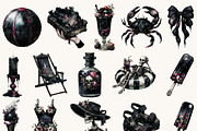Watercolor Gothic Summer Clipart, a Seasonal Illustration by BusyDaydesign (Thumbnail 4 of 9)