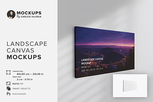 Hanging Landscape Canvas 2x1 Mockup