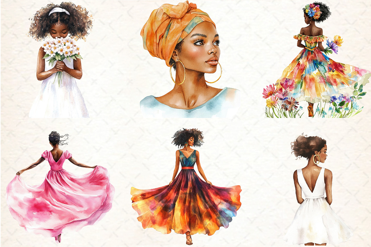Elegant African American Girls, an Illustration by DreamCafeArt (Photo 4 of 7)