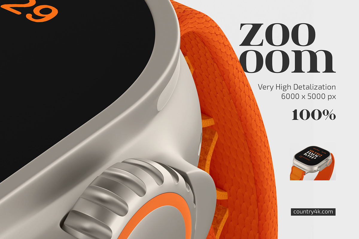 Apple Watch Ultra Mockup Set, a Wearable Device Mockup by Country4k (Photo 3 of 4)