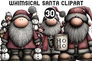 Whimsical Santa Clipart, an Illustration by Black Bird Studio