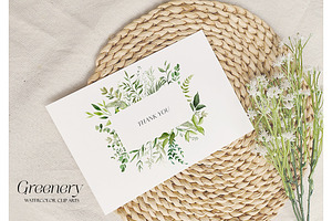 Greenery Watercolor Clipart